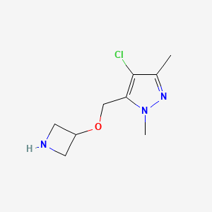 molecular formula C9H14ClN3O B13306181 5-[(azetidin-3-yloxy)methyl]-4-chloro-1,3-dimethyl-1H-pyrazole 