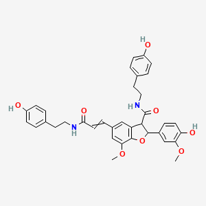 molecular formula C36H36N2O8 B1330619 2-(4-hydroxy-3-methoxyphenyl)-N-[2-(4-hydroxyphenyl)ethyl]-5-[3-[2-(4-hydroxyphenyl)ethylamino]-3-oxoprop-1-enyl]-7-methoxy-2,3-dihydro-1-benzofuran-3-carboxamide 