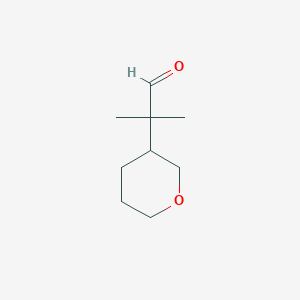 molecular formula C9H16O2 B13306225 2-Methyl-2-(oxan-3-yl)propanal CAS No. 1936651-51-2