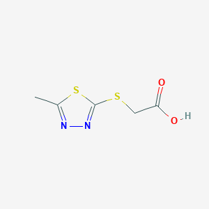 molecular formula C5H6N2O2S2 B1330624 (5-Methyl-[1,3,4]thiadiazol-2-ylsulfanyl)-acetic acid CAS No. 50918-26-8