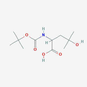 molecular formula C11H21NO5 B13306329 2-{[(Tert-butoxy)carbonyl]amino}-4-hydroxy-4-methylpentanoic acid CAS No. 745738-13-0