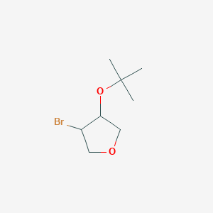 molecular formula C8H15BrO2 B13306563 3-Bromo-4-(tert-butoxy)oxolane 