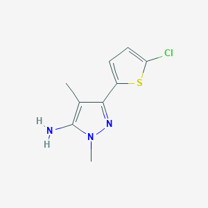 molecular formula C9H10ClN3S B13306679 3-(5-chlorothiophen-2-yl)-1,4-dimethyl-1H-pyrazol-5-amine 