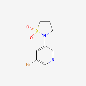 molecular formula C8H9BrN2O2S B13306842 2-(5-Bromopyridin-3-yl)-1lambda6,2-thiazolidine-1,1-dione 