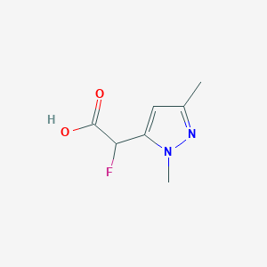 molecular formula C7H9FN2O2 B13306889 2-(1,3-Dimethyl-1H-pyrazol-5-yl)-2-fluoroacetic acid 