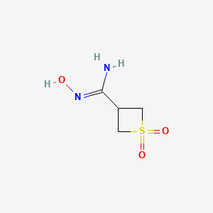 molecular formula C4H8N2O3S B13307006 N'-Hydroxy-1,1-dioxo-1lambda6-thietane-3-carboximidamide 