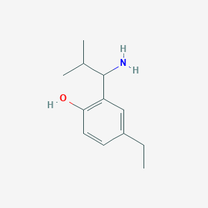 molecular formula C12H19NO B13307040 2-(1-Amino-2-methylpropyl)-4-ethylphenol 