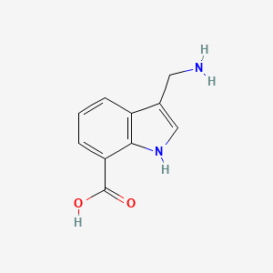molecular formula C10H10N2O2 B13307042 3-(Aminomethyl)-1H-indole-7-carboxylic acid 