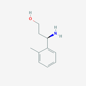 molecular formula C10H15NO B13307108 (3R)-3-amino-3-(2-methylphenyl)propan-1-ol 
