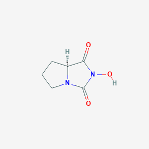 molecular formula C6H8N2O3 B133073 1H-Pyrrolo[1,2-c]imidazole-1,3(2H)-dione,tetrahydro-2-hydroxy-,(S)-(9CI) CAS No. 140160-63-0