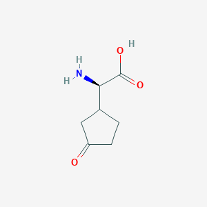 molecular formula C7H11NO3 B13307563 (2R)-2-amino-2-(3-oxocyclopentyl)acetic acid 