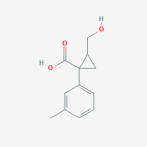 molecular formula C12H14O3 B13307777 2-(Hydroxymethyl)-1-(3-methylphenyl)cyclopropane-1-carboxylic acid 