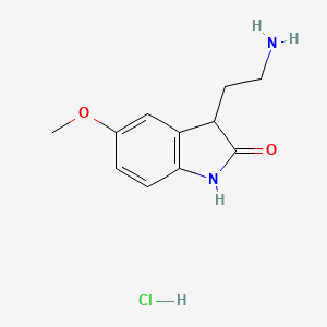 molecular formula C11H15ClN2O2 B1330786 3-(2-Amino-ethyl)-5-methoxy-1,3-dihydro-indol-2-one hydrochloride CAS No. 156632-46-1