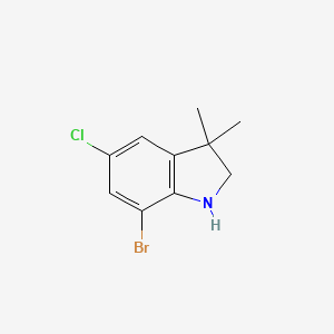 molecular formula C10H11BrClN B13308081 7-Bromo-5-chloro-3,3-dimethyl-2,3-dihydro-1H-indole 