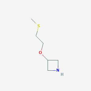 molecular formula C6H13NOS B13308343 3-[2-(Methylsulfanyl)ethoxy]azetidine 