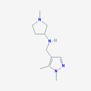 molecular formula C11H20N4 B13308519 N-[(1,5-Dimethyl-1H-pyrazol-4-yl)methyl]-1-methylpyrrolidin-3-amine 