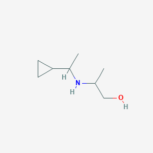 molecular formula C8H17NO B13308637 2-[(1-Cyclopropylethyl)amino]propan-1-ol 