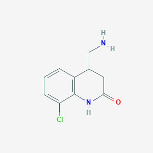 molecular formula C10H11ClN2O B13308646 4-(Aminomethyl)-8-chloro-1,2,3,4-tetrahydroquinolin-2-one 