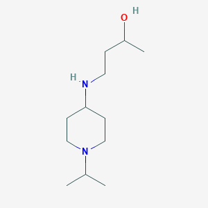 molecular formula C12H26N2O B13308883 4-{[1-(Propan-2-yl)piperidin-4-yl]amino}butan-2-ol 