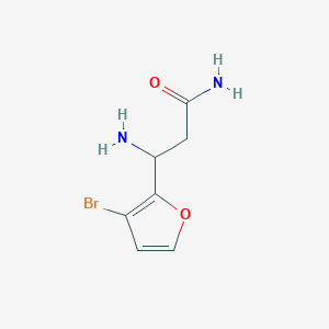 molecular formula C7H9BrN2O2 B13309250 3-Amino-3-(3-bromofuran-2-yl)propanamide 