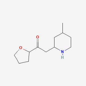 molecular formula C12H21NO2 B13309390 2-(4-Methylpiperidin-2-yl)-1-(oxolan-2-yl)ethan-1-one 
