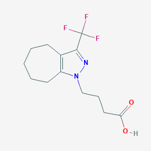 molecular formula C13H17F3N2O2 B1330990 4-[3-(trifluoromethyl)-5,6,7,8-tetrahydrocyclohepta[c]pyrazol-1(4H)-yl]butanoic acid CAS No. 832740-83-7