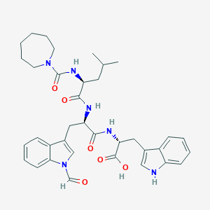 molecular formula C36H44N6O6 B133100 (2R)-2-[[(2R)-2-[[(2S)-2-(azepane-1-carbonylamino)-4-methylpentanoyl]amino]-3-(1-formylindol-3-yl)propanoyl]amino]-3-(1H-indol-3-yl)propanoic acid CAS No. 141595-53-1