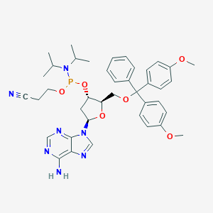 molecular formula C40H48N7O6P B133106 3-[[(2R,3S,5R)-5-(6-aminopurin-9-yl)-2-[[bis(4-methoxyphenyl)-phenylmethoxy]methyl]oxolan-3-yl]oxy-[di(propan-2-yl)amino]phosphanyl]oxypropanenitrile CAS No. 140613-55-4