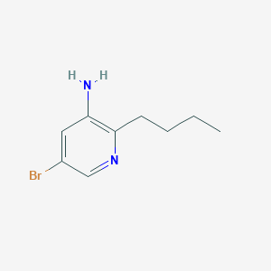 molecular formula C9H13BrN2 B13313690 5-Bromo-2-butylpyridin-3-amine 