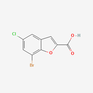 molecular formula C9H4BrClO3 B1331419 7-溴-5-氯-1-苯并呋喃-2-羧酸 CAS No. 190775-65-6