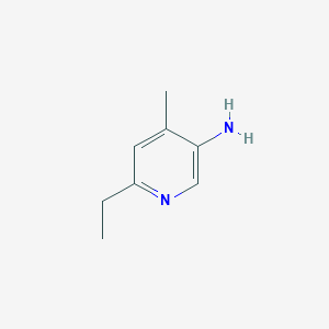 molecular formula C8H12N2 B13314419 5-Amino-2-ethyl-4-methylpyridine 