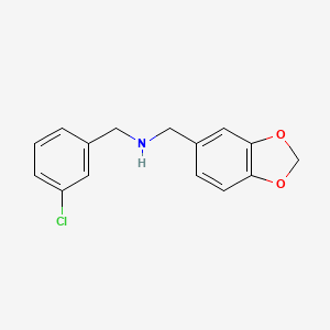 molecular formula C15H14ClNO2 B1331501 (1,3-Benzodioxol-5-ylmethyl)(3-chlorobenzyl)amine CAS No. 423736-31-6