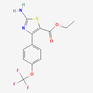 molecular formula C13H11F3N2O3S B1331571 Ethyl 2-amino-4-(4-(trifluoromethoxy)phenyl)thiazole-5-carboxylate CAS No. 887267-77-8