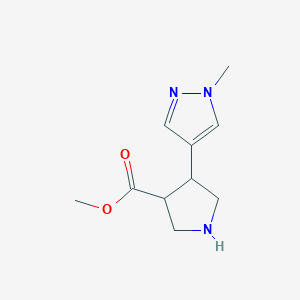 molecular formula C10H15N3O2 B13315965 Methyl 4-(1-methyl-1H-pyrazol-4-yl)pyrrolidine-3-carboxylate 