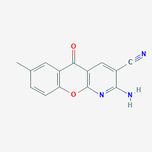 molecular formula C14H9N3O2 B1331750 2-氨基-7-甲基-5-氧代-5H-色满[2,3-b]吡啶-3-腈 CAS No. 68302-13-6