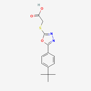 molecular formula C14H16N2O3S B1331759 [5-(4-tert-Butyl-phenyl)-[1,3,4]oxadiazol-2-yl-sulfanyl]-acetic acid CAS No. 332871-60-0