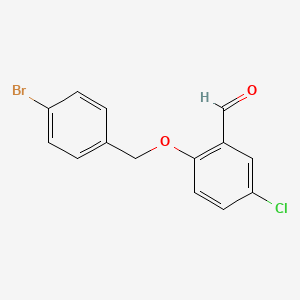 molecular formula C14H10BrClO2 B1331810 2-[(4-溴苄基)氧基]-5-氯苯甲醛 CAS No. 667436-67-1