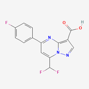 molecular formula C14H8F3N3O2 B1331923 7-(Difluoromethyl)-5-(4-fluorophenyl)pyrazolo[1,5-a]pyrimidine-3-carboxylic acid CAS No. 712319-09-0