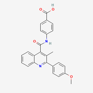 molecular formula C25H20N2O4 B1331934 4-(2-(4-Methoxyphenyl)-3-methylquinoline-4-carboxamido)benzoic acid CAS No. 495377-79-2