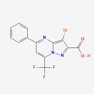 molecular formula C14H7BrF3N3O2 B1331938 3-Bromo-5-phenyl-7-(trifluoromethyl)pyrazolo[1,5-a]pyrimidine-2-carboxylic acid CAS No. 304687-28-3