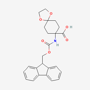 molecular formula C24H25NO6 B1332016 8-((((9H-Fluoren-9-yl)methoxy)carbonyl)amino)-1,4-dioxaspiro[4.5]decane-8-carboxylic acid CAS No. 369403-24-7