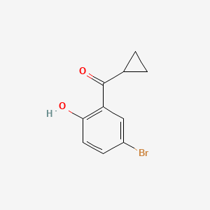 molecular formula C10H9BrO2 B13322104 4-Bromo-2-cyclopropanecarbonylphenol 