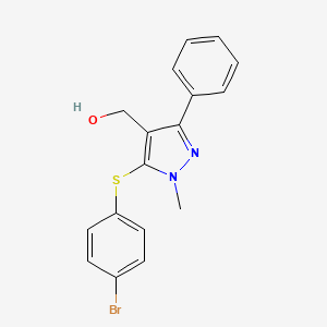 {5-[(4-bromophenyl)sulfanyl]-1-methyl-3-phenyl-1H-pyrazol-4-yl}methanol
