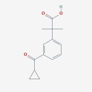 molecular formula C14H16O3 B133230 3-(CYCLOPROPYLCARBONYL)-ALPHA,ALPHA-DIMETHYLBENZENEACETIC ACID CAS No. 162096-56-2