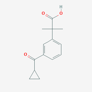 molecular formula C14H16O3 B133230 2-[3-(Cyclopropanecarbonyl)phenyl]-2-methylpropanoic acid CAS No. 162096-56-2