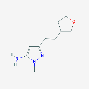 molecular formula C10H17N3O B13323207 1-Methyl-3-[2-(oxolan-3-yl)ethyl]-1H-pyrazol-5-amine 