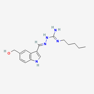 molecular formula C16H23N5O B13323431 1-[[(Z)-[5-(hydroxymethyl)indol-3-ylidene]methyl]amino]-2-pentylguanidine 