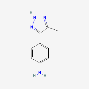 molecular formula C9H10N4 B13323694 4-(4-Methyl-1H-1,2,3-triazol-5-yl)aniline 