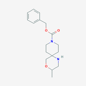 molecular formula C17H24N2O3 B13323743 Benzyl 3-methyl-4-oxa-1,9-diazaspiro[5.5]undecane-9-carboxylate 