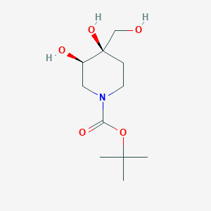 molecular formula C11H21NO5 B13324157 tert-Butyl (3R,4R)-3,4-dihydroxy-4-(hydroxymethyl)piperidine-1-carboxylate 